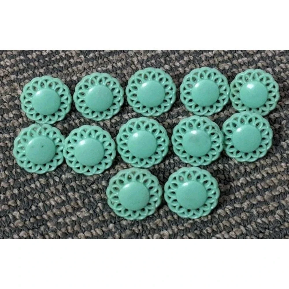 Set Of 12 Vintage Curtain‎ Tie Back Push Pins Hard Plastic Tacks Mint Green